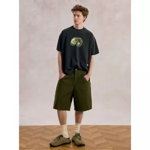26SS Nhím Kiwi In Vintage Giặt Đau Khổ Áo Thun Tay Ngắn Thường Ngày