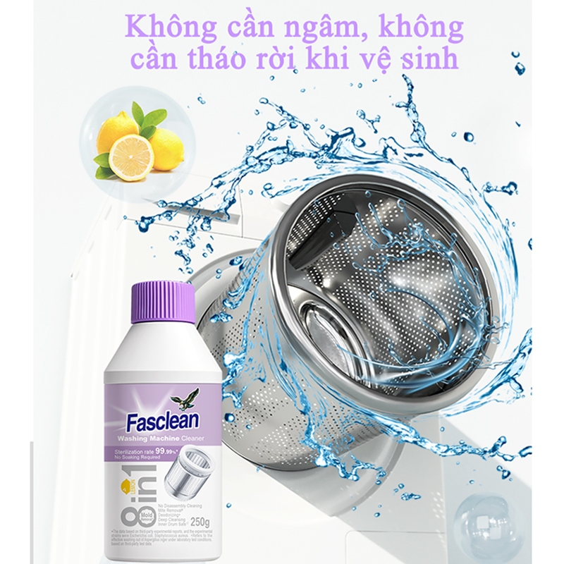 Chất tẩy rửa & khử trùng máy giặt Fascin - Không cần ngâm (250g) | Loại bỏ nấm mốc, bụi & mùi hôi