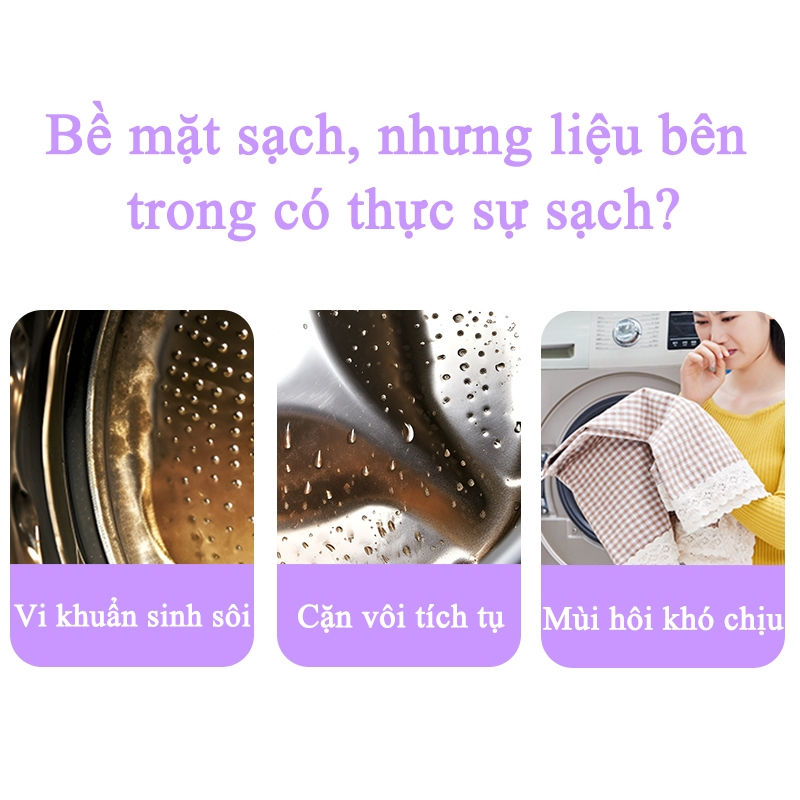 Chất tẩy rửa & khử trùng máy giặt Fascin - Không cần ngâm (250g) | Loại bỏ nấm mốc, bụi & mùi hôi