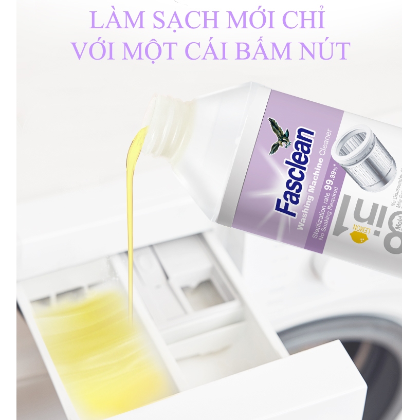 Chất tẩy rửa & khử trùng máy giặt Fascin - Không cần ngâm (250g) | Loại bỏ nấm mốc, bụi & mùi hôi