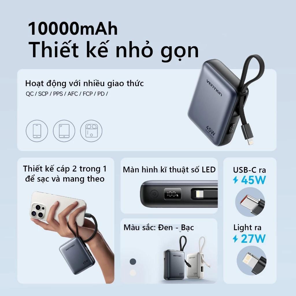 Công suất sạc nhanh mạnh mẽ lên tới 45W hỗ trợ sạc cả laptop và điện thoại