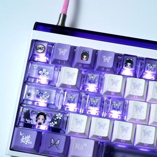 Kochou Shinobu Side Shine Through Keycaps PBT Dye-sub Cherry Profile Keycap Custom Keycaps Tương thích với Cherry Gateron MX Switch