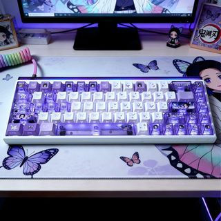 Kochou Shinobu Side Shine Through Keycaps PBT Dye-sub Cherry Profile Keycap Custom Keycaps Tương thích với Cherry Gateron MX Switch