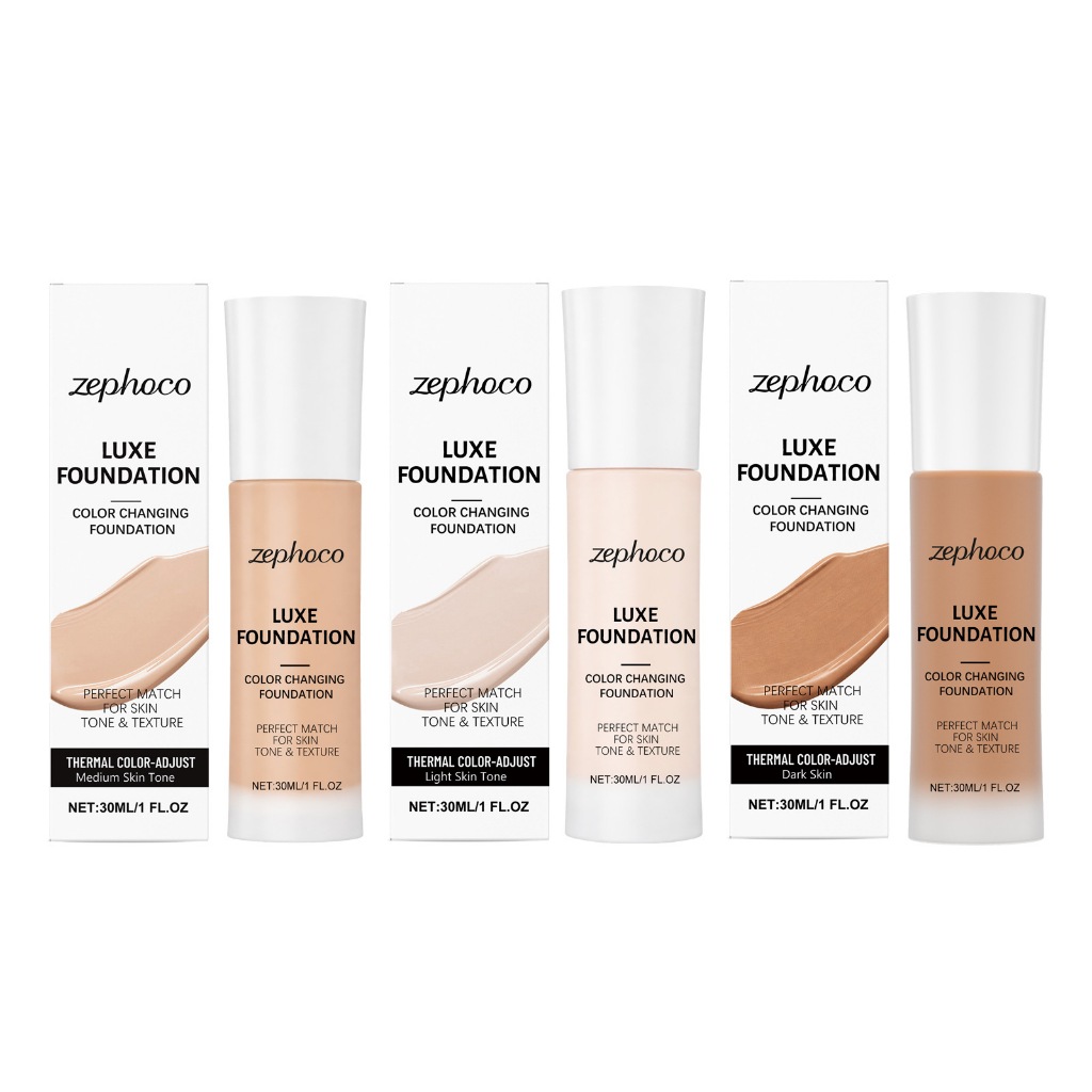 Kem nền zephoco Luxe - Kem nền đổi màu - Điều chỉnh màu nhiệt - Phù hợp hoàn hảo cho tông màu da & họa tiết 1fl.oz