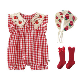 Áo liền quần Cotton mềm mại và thoải mái cho bé gái sơ sinh mùa hè (0-24 tháng)