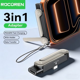Rocoren USB Type C Bộ chuyển đổiOTG 3 trong 1 có giá đỡ USB C sang C PD 240W Bộ chuyển đổi sạc nhanh cho điện thoại di động