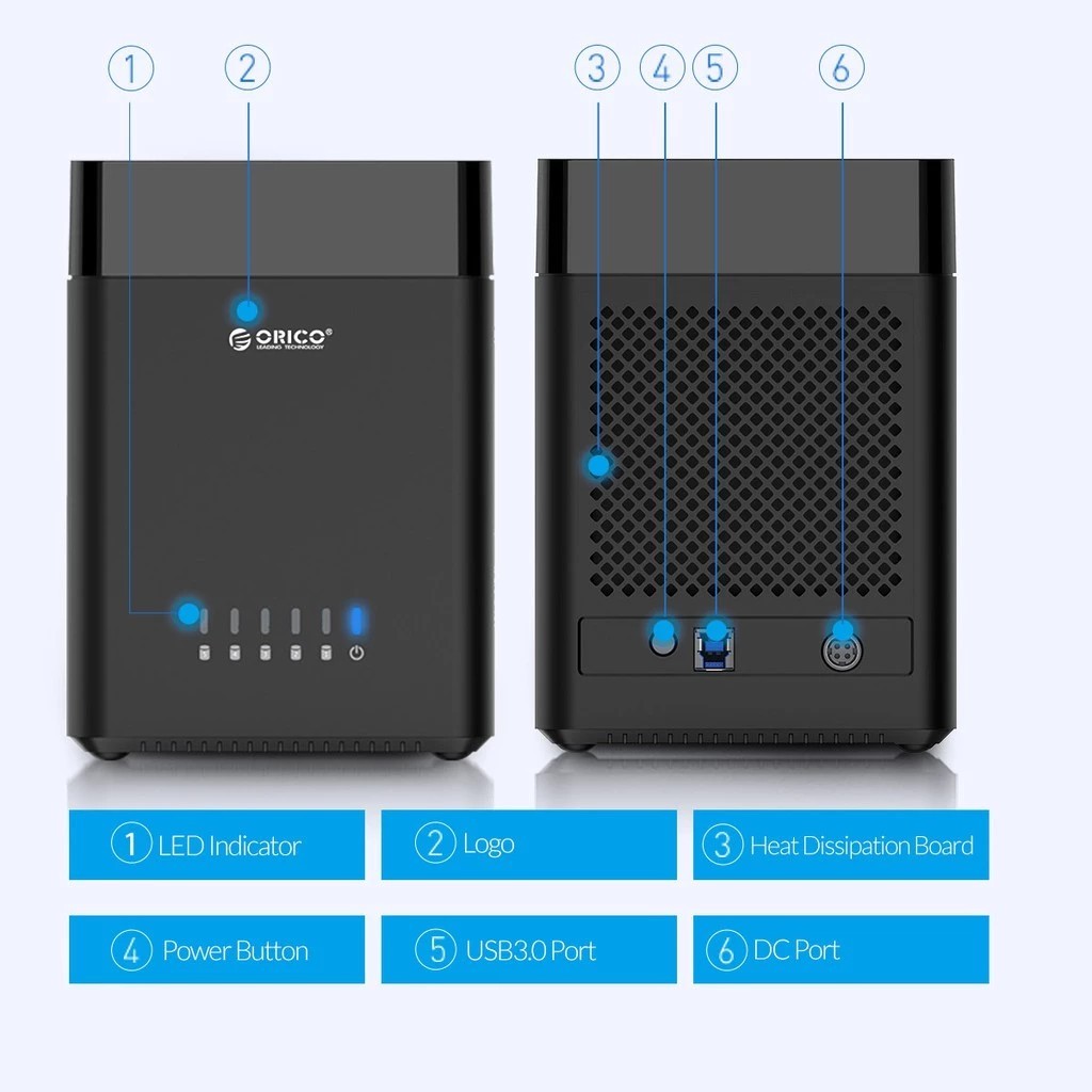 ORICO DS500 Series hdd Docking Station 3,5 inch 5 Bay Vỏ ổ cứng SATA sang USB3.0 / Type-C | BigBuy360 - bigbuy360.vn
