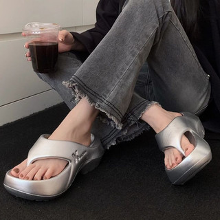 XIXITIAO Dép nữ mùa hè đế dày thoải mái tăng chiều cao EVA đi biển