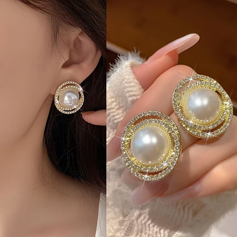 Bông tai Zircon Tai Kim Cương Hai Mảnh Hàn Quốc Bông Tai Vuông Bộ 2025 Phụ Kiện Thời Trang Nữ Mới