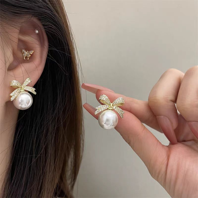 Bông tai Zircon Tai Kim Cương Hai Mảnh Hàn Quốc Bông Tai Vuông Bộ 2025 Phụ Kiện Thời Trang Nữ Mới