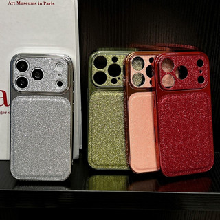 Bảo Vệ Toàn Diện Ống Kính Mạ Bột Lấp Lánh Vỏ Điện Thoại Acrylic Cho iPhone 17Promax 17pro 13 14 15 16 Pro Max Vỏ Di Động Nữ Chống Sốc