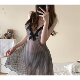Váy ngủ yếm nữ gợi cảm có nơ, phù hợp mặc ở nhà