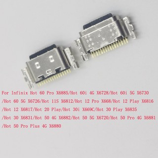 10-100 Chiếc Đầu Nối Usb Cắm Cho Infinix Hot 11S 12 Chơi 30i 30 50 Pro Plus 60 60i Sạc Loại C Đế Sạc X6728 X6880 X6812 X6816 X668 X6817 X669C X6735 X6831 X6882 X6720