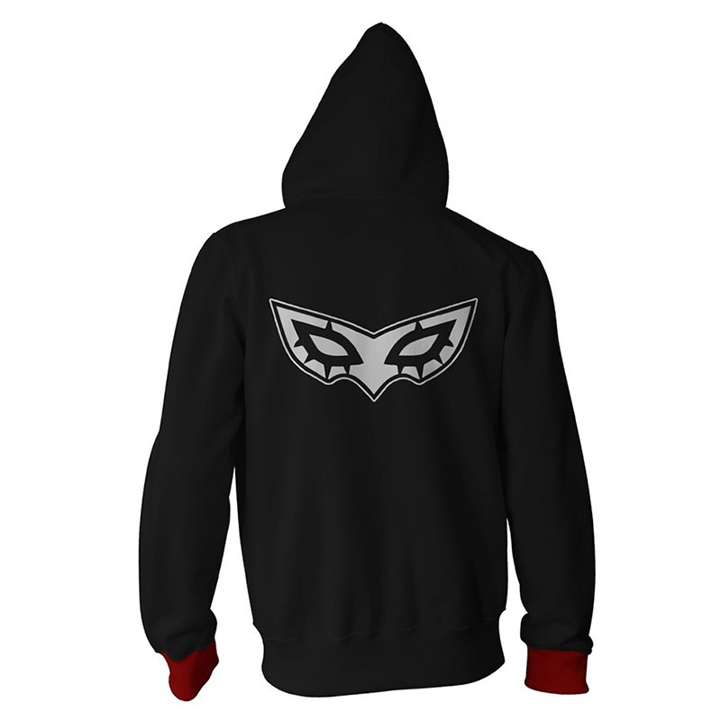 Áo khoác Persona 5 unisex với dây kéo và họa tiết in kỹ thuật số
