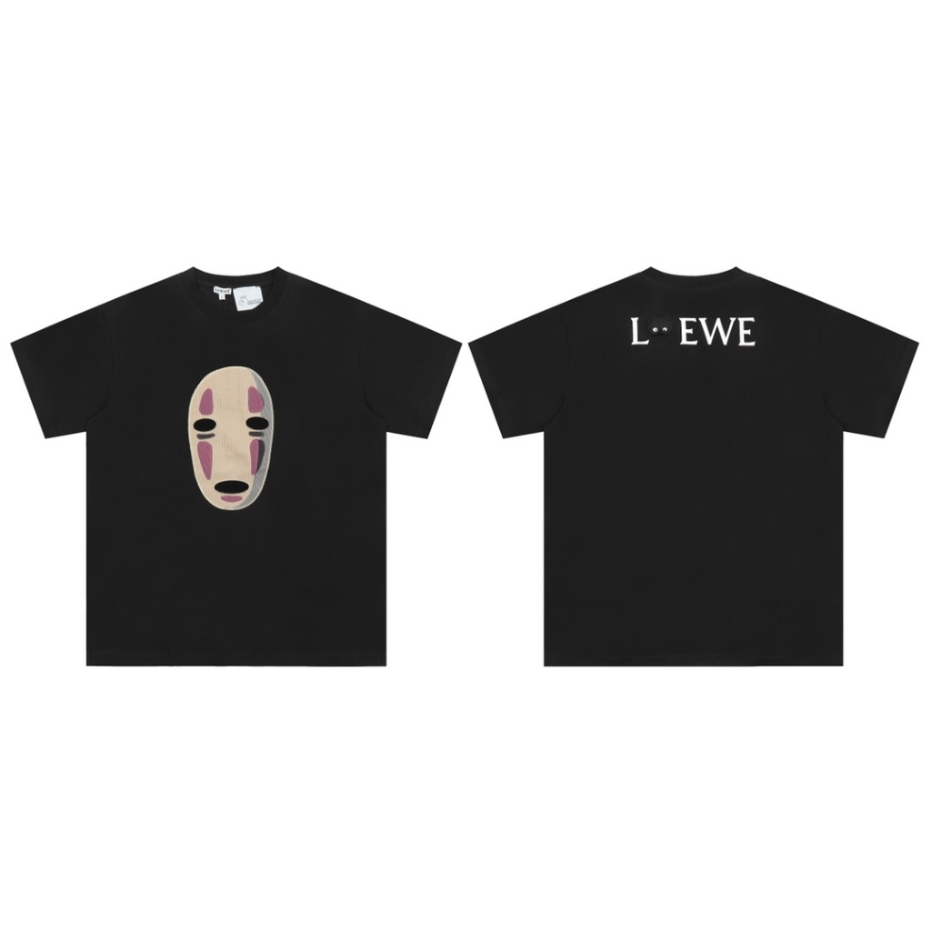 Áo thun nam thêu Spirited Away, form ôm vừa phải, chất liệu cotton dày 240g Tân Cương