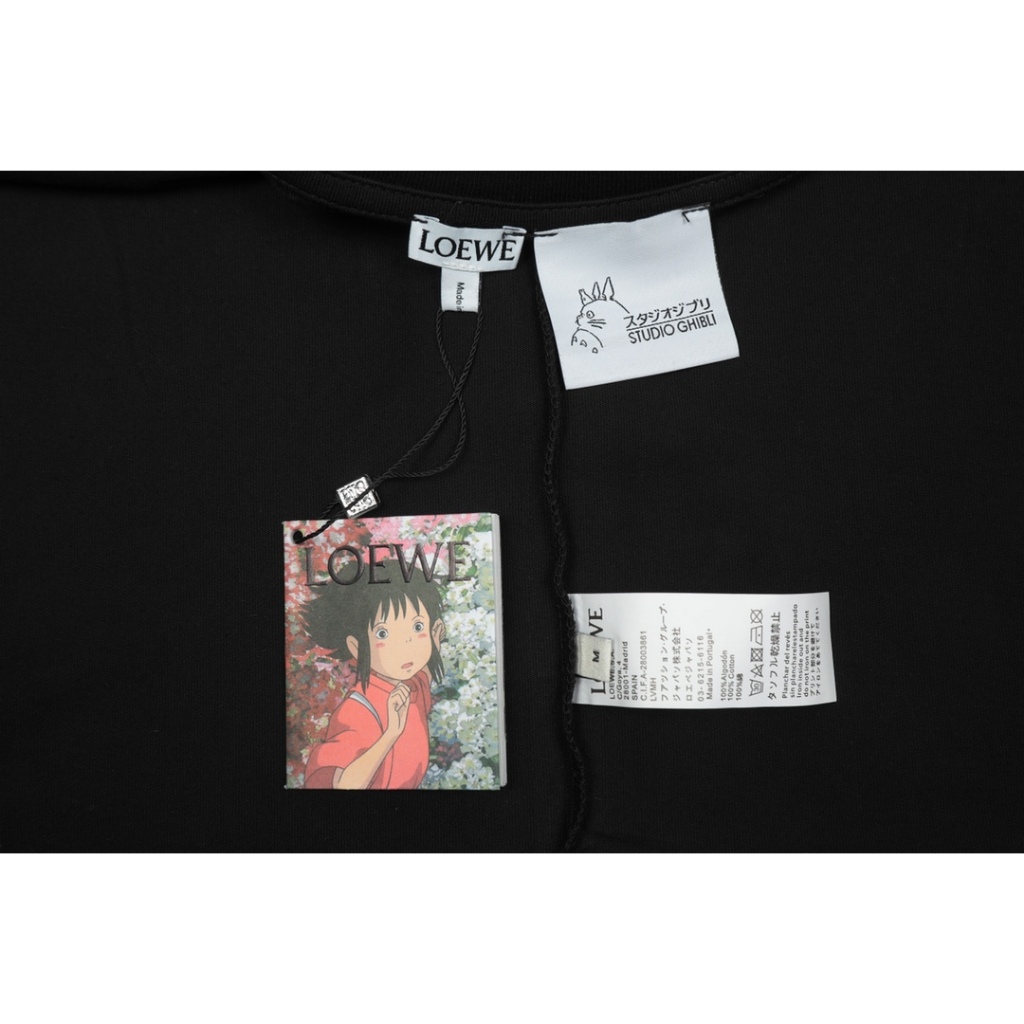 Áo thun nam thêu Spirited Away, form ôm vừa phải, chất liệu cotton dày 240g Tân Cương