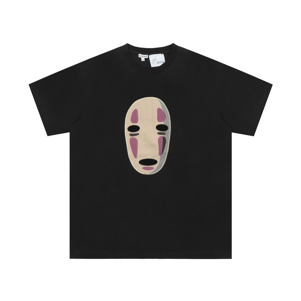 Áo thun nam thêu Spirited Away, form ôm vừa phải, chất liệu cotton dày 240g Tân Cương