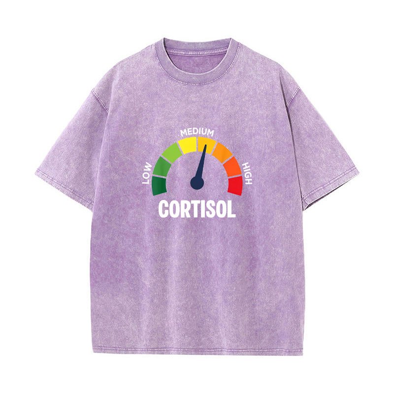 Thấp Cortisol Levels v Meme Áo nam Nữ 100% Cotton Áo Rửa Vintage Tay Ngắn Áo S-XXXL