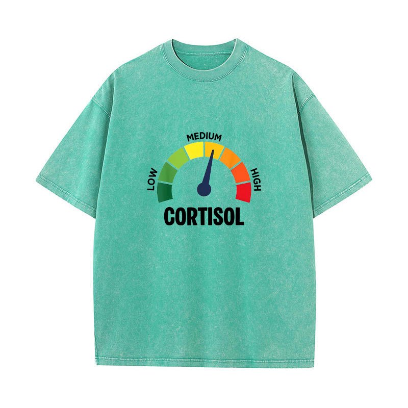 Thấp Cortisol Levels v Meme Áo nam Nữ 100% Cotton Áo Rửa Vintage Tay Ngắn Áo S-XXXL
