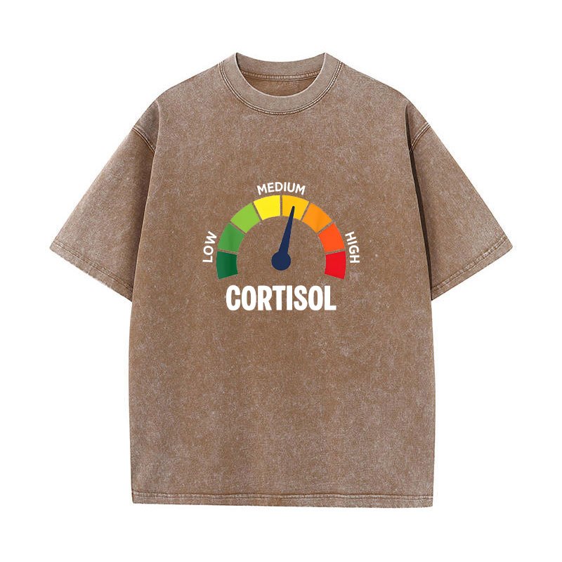 Thấp Cortisol Levels v Meme Áo nam Nữ 100% Cotton Áo Rửa Vintage Tay Ngắn Áo S-XXXL
