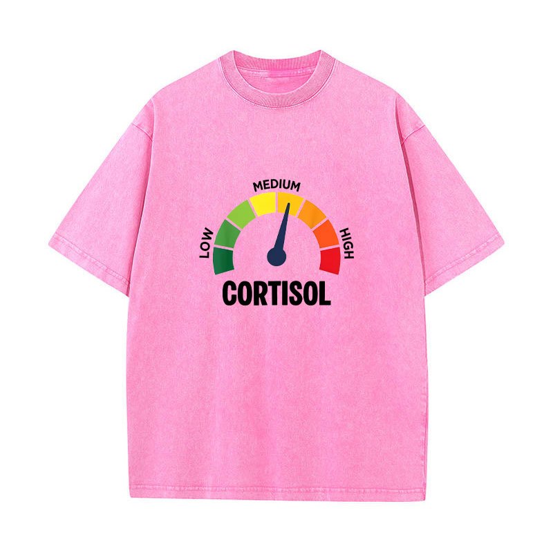 Thấp Cortisol Levels v Meme Áo nam Nữ 100% Cotton Áo Rửa Vintage Tay Ngắn Áo S-XXXL
