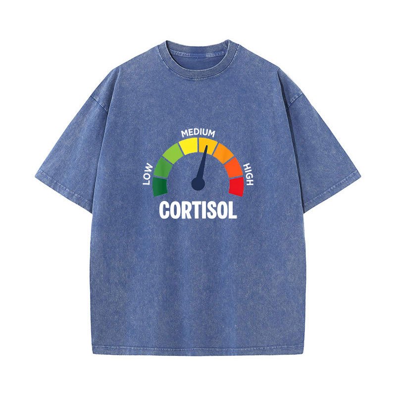 Thấp Cortisol Levels v Meme Áo nam Nữ 100% Cotton Áo Rửa Vintage Tay Ngắn Áo S-XXXL