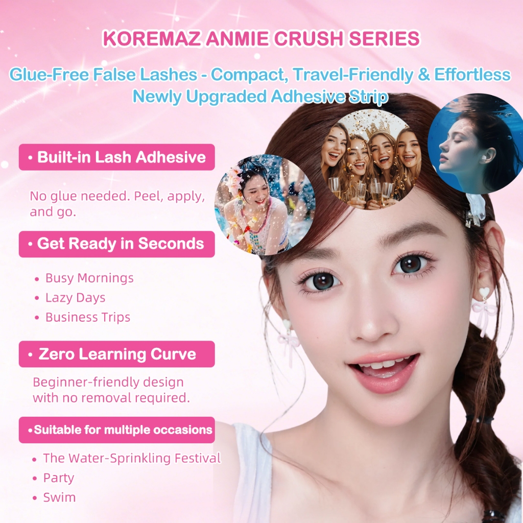 < Lông mi keo miễn phí > KOREMAZ 2026 Lông mi giả phân đoạn mới có thể tái sử dụng 10-13mm Hỗn hợp C / D Uốn DIY Ghép cụm đơn dày mở rộng lông mi riêng lẻ