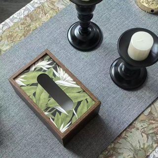 Hộp đựng khăn giấy bằng gỗ phong cách Trung Quốc mới (Hoa trắng / Phong cách lá tre xanh), Hộp đựng bàn cà phê phòng khách cao cấp