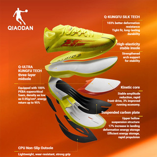 Giày chạy bộ nữ Qiaodan Kẻ sọc Plaid 3.0 Marathon Racing Full-length Carbon Plate QDB022262290