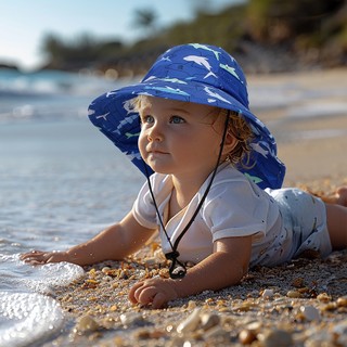 Mũ hoạt hình chống nắng mùa hè cho trẻ em dành cho bé trai và bé gái Mũ xô thiết kế vành lớn và khăn choàng thích hợp cho bé 1-6 tuổi