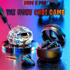 BUDS 5 PRO Tai nghe chơi game mới nhất, Thiết kế mũ bảo hiểm độc quyền, Hiệu ứng ánh sáng thổi tâm trí, Âm thanh nổi cấp độ HiFi iPX5 Mic tích hợp chống nước, Cảm ứng giảm tiếng ồn ENC