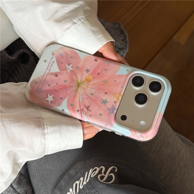 Ốp điện thoại iPhone 17 Pro max 16 Pro Max Star Lily Flower pattern TPU materia IMD
