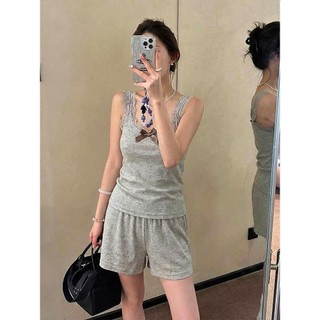 Nơ ren chắp vá Bộ đồ ngủ yếm nữ thắt lưng đệm ngực