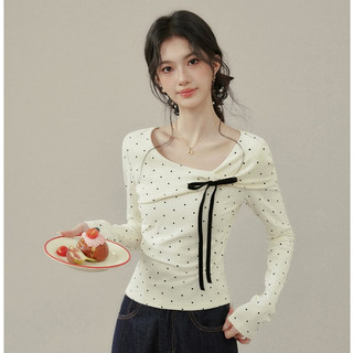Áo Thun Dài Tay Phong Cách Hàn Quốc, Chấm Bi, FitSlim