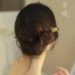 Kẹp tóc phong cách Trung Hoa mun mạ vàng Ruyi - Thiết kế hiện đại đơn giản