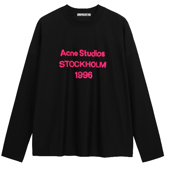 2026 Phong Cách Mới Nhất 5cm Logo Khăn Như Đổ Xô Thêu Unisex Áo Thun Dài Tay Đen Trắng