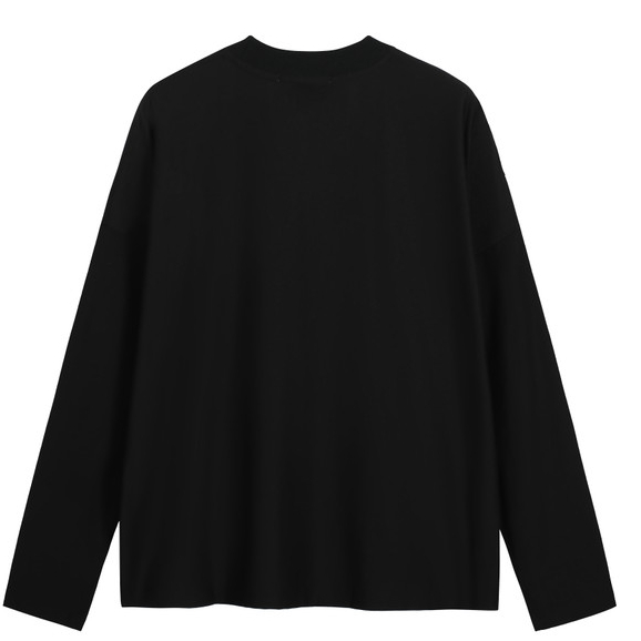 2026 Phong Cách Mới Nhất 5cm Logo Khăn Như Đổ Xô Thêu Unisex Áo Thun Dài Tay Đen Trắng