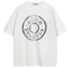 Chữ Vintage Đau Khổ Nút In Logo Áo Thun Unisex Nam Tee Trắng