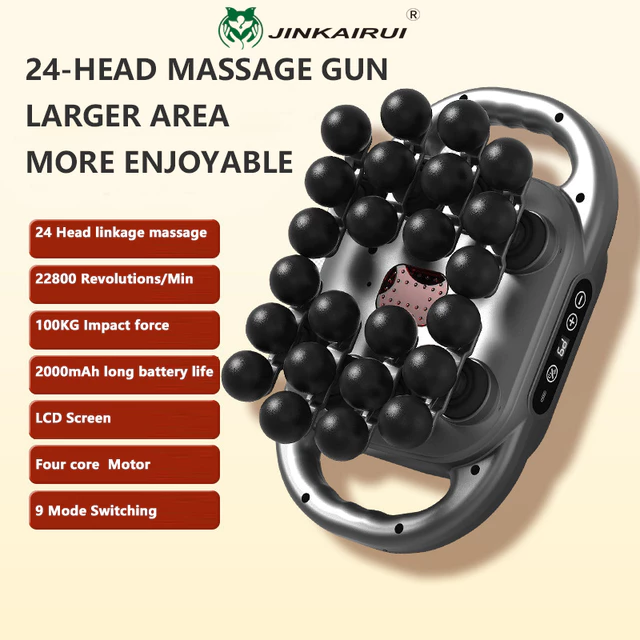 24 Đầu Fascia Súng Massage Điện Chuyên Nghiệp Eo Và Lưng Massage Đa Đầu Súng Massage Rung Sâu Kích Thích Cơ Thư Giãn Quà Tặng