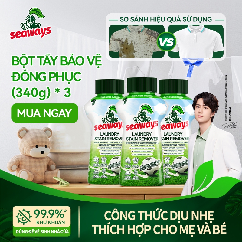 ​​[MUA 2 TẶNG 1] Seaways Bột Giặt Bảo Vệ Đồng Phục Seaways 2 trong1 Tẩy Vết Bẩn Mạnh Oxy Hoạt Tính Khử Ố Vàng Làm Trắng Sáng​