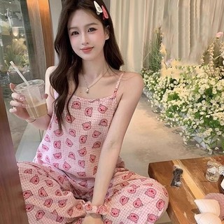 Dây đeo lợn dễ thương, đồ ngủ nữ mỏng nhẹ và bộ quần áo gia đình