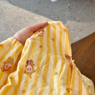 Bộ đồ ngủ nữ họa tiết hoạt hình ngôi sao, quần dài tay ngắn, bộ hai mảnh