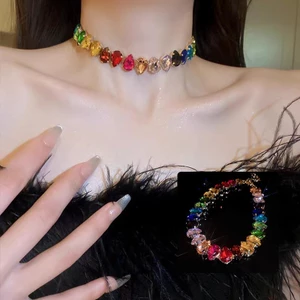 Vòng cổ giọt pha lê kim cương Hàn Quốc, nhiều màu sắc, nhẹ nhàng và sang trọng dành cho nữ