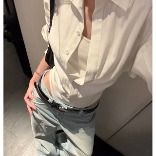 Áo sơ mi nữ màu trắng chất liệu Tencel, dáng ôm body phù hợp mùa xuân, thiết kế cổ polo