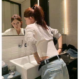 Áo sơ mi nữ màu trắng chất liệu Tencel, dáng ôm body phù hợp mùa xuân, thiết kế cổ polo