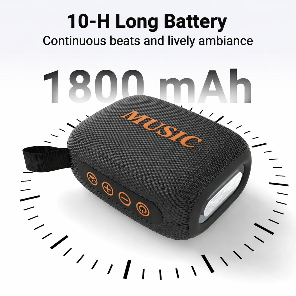 Loa Bluetooth không dây, loa di động chống nước IPX5 có đèn, BT5.3, pin 1800mAh, phát nhạc 10 giờ, âm thanh mạnh mẽ, phù hợp cho ngoài trời/trong nhà/du lịch