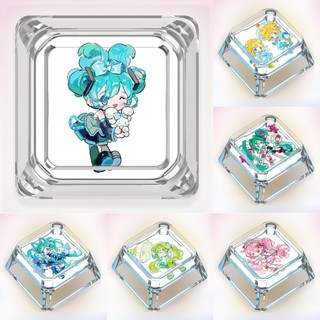 Miku Keycaps Hoạt Hình Dễ Thương Keycaps Tùy Chỉnh Bàn Phím Cơ Trong Suốt Keycaps