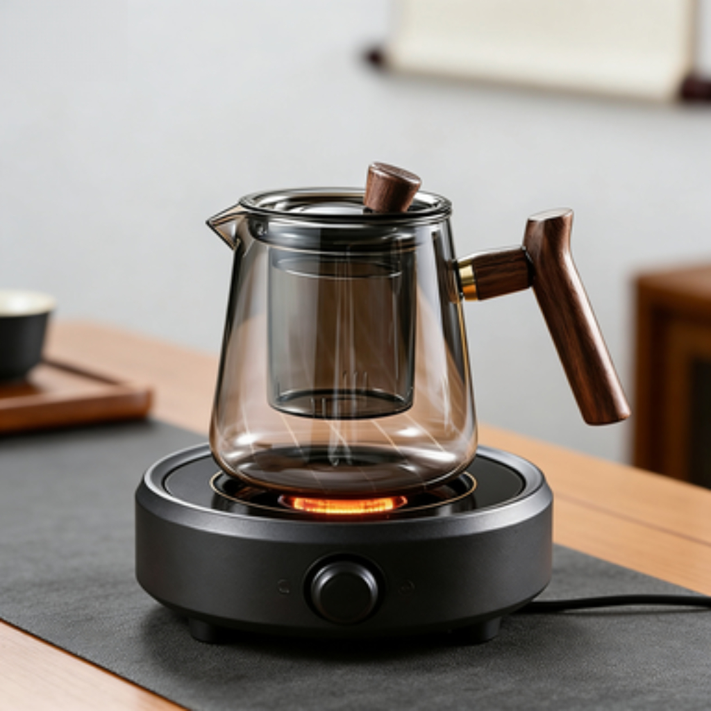 Ấm pha trà thủy tinh 650ml chịu nhiệt, dùng cho bếp điện, tách nước trà, dùng văn phòng gia đình