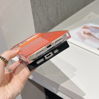 Ốp điện thoại hình vuông mát mẻ vỏ cam sang trọng phù hợp cho iPhone 13 14 15 16 17 Pro Max bán trong suốt bao gồm tất cả vỏ silicon chống rơi