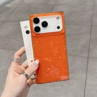 Ốp điện thoại hình vuông mát mẻ vỏ cam sang trọng phù hợp cho iPhone 13 14 15 16 17 Pro Max bán trong suốt bao gồm tất cả vỏ silicon chống rơi